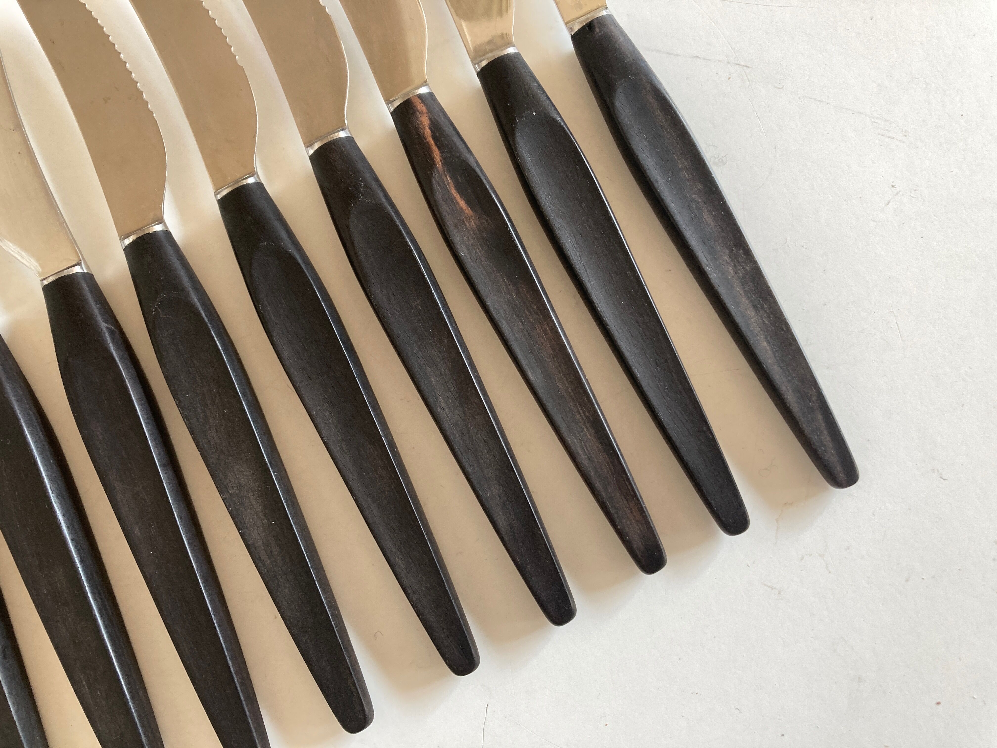 Set de 12 couteaux modernistes en palissandre 1960