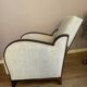 Fauteuil convertible art-déco en hêtre teinté et tissu de velours de coton de couleur ivoire