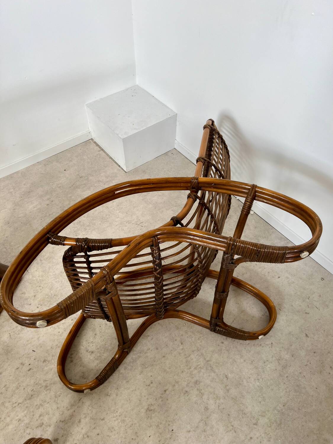 Set of 2 rattan lounge chairs armchairs Italian design from the 60s vintage rattan