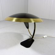Lampe de bureau rare en laiton et verre des années 1950