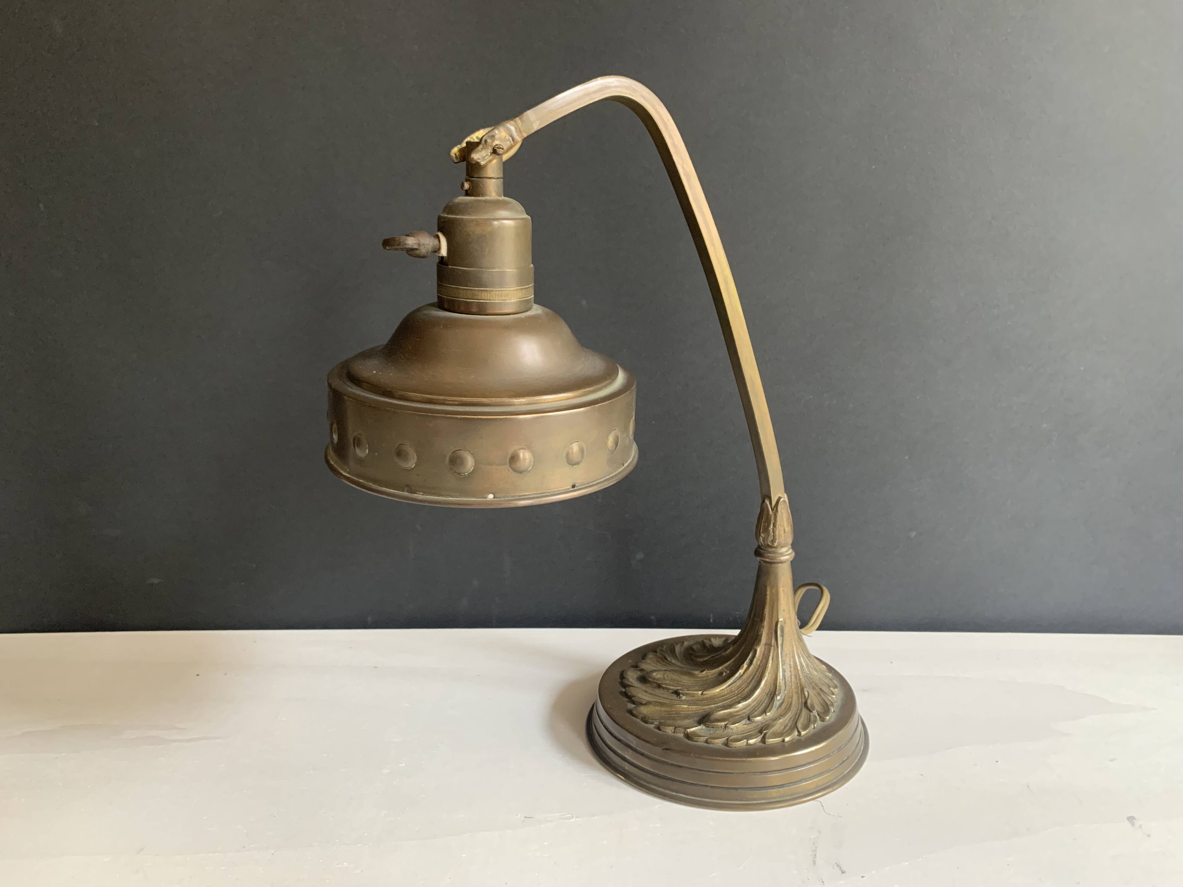 1900 bronze, brass and copper desk lamp