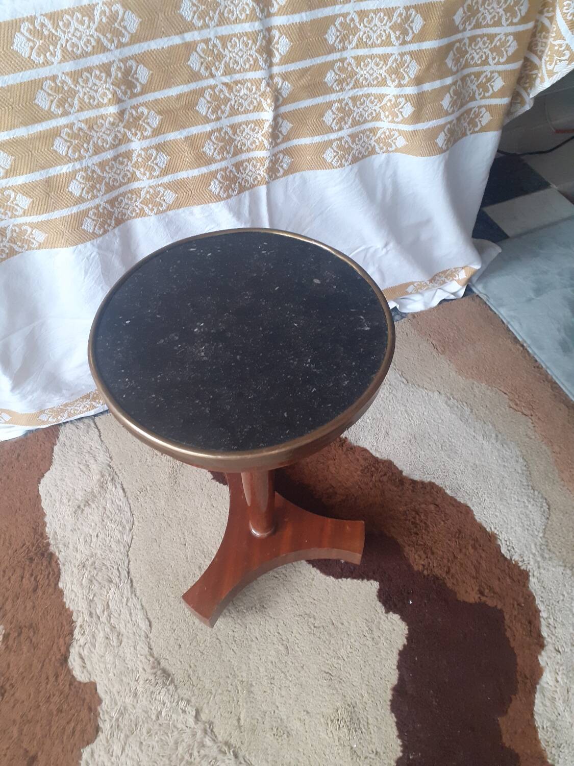 Mahogany and marble pedestal table