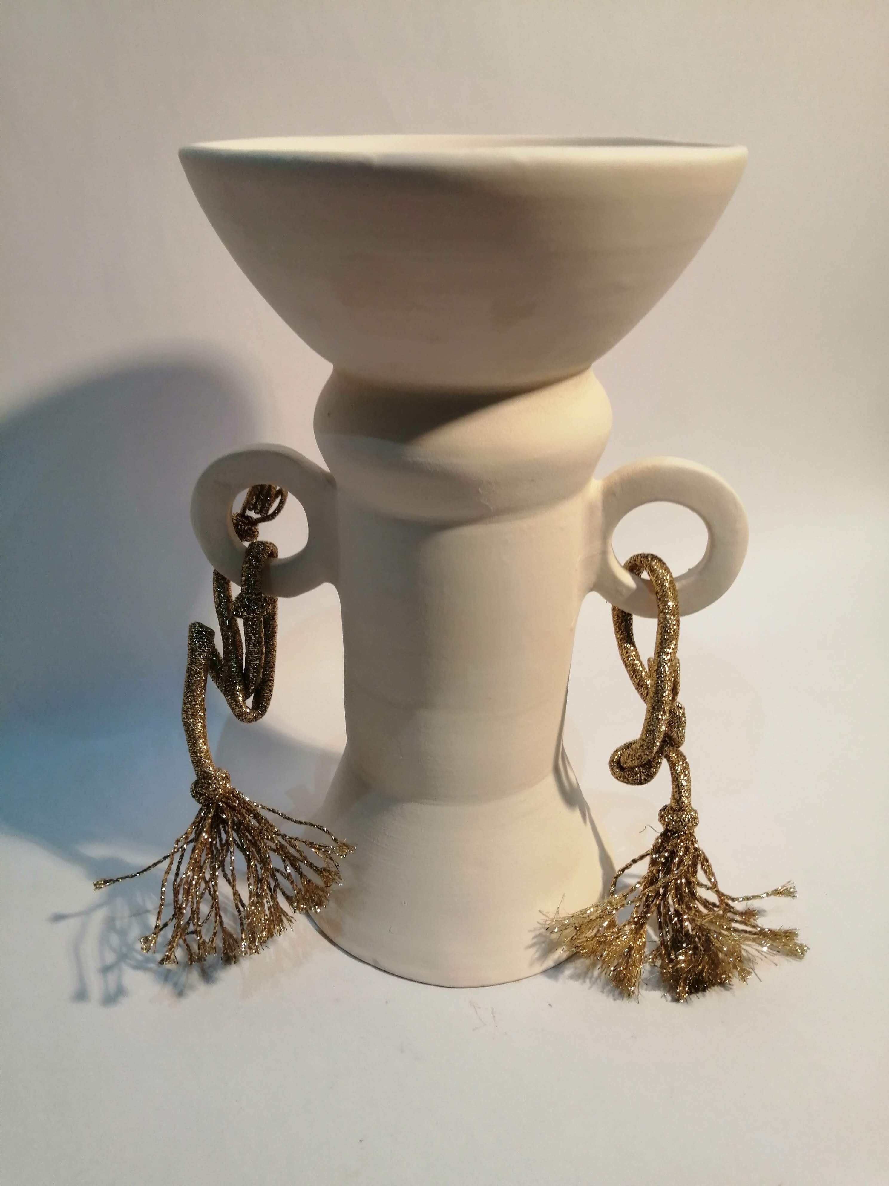 Handmade white clay vase