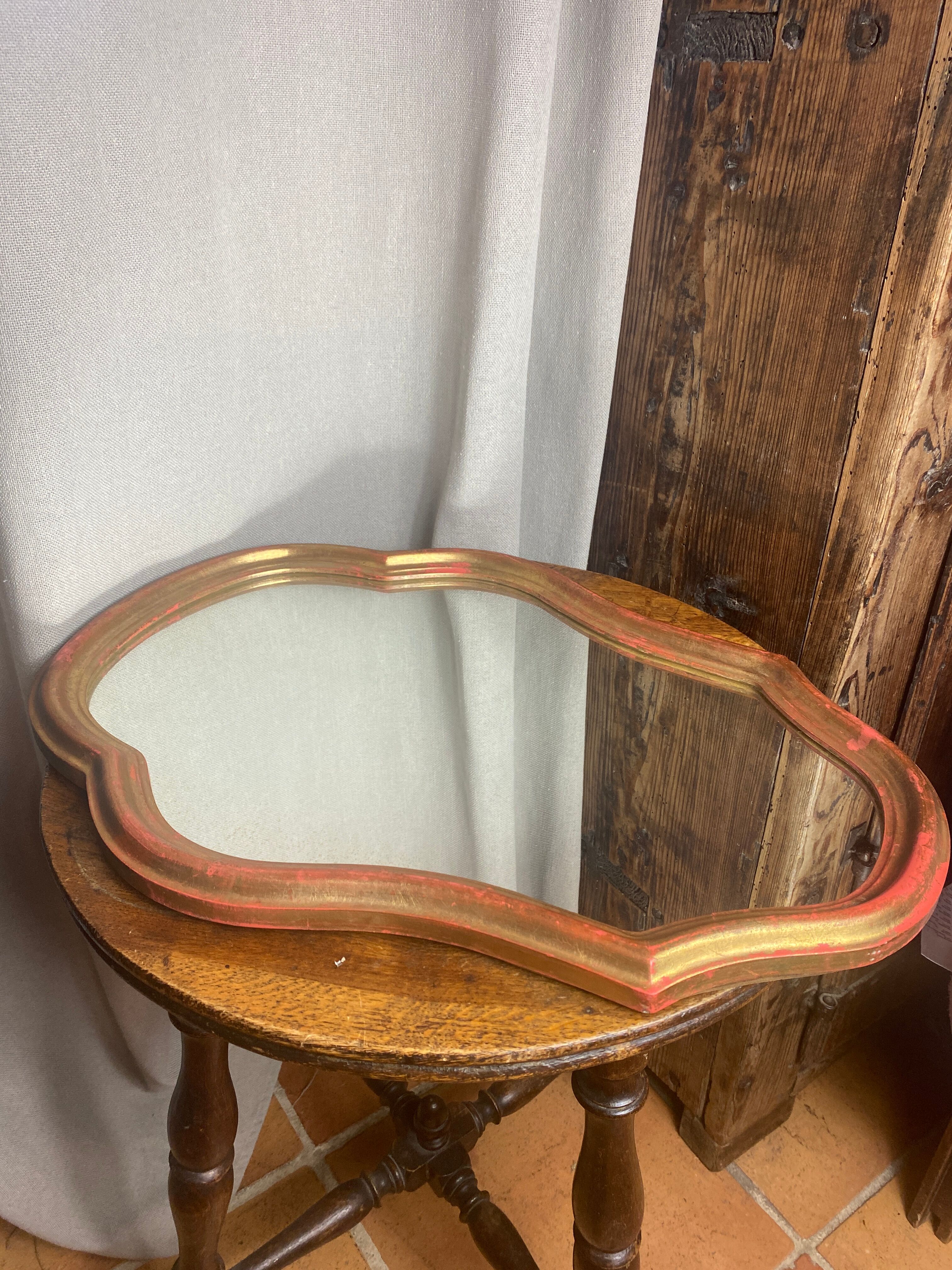 Golden wooden mirror