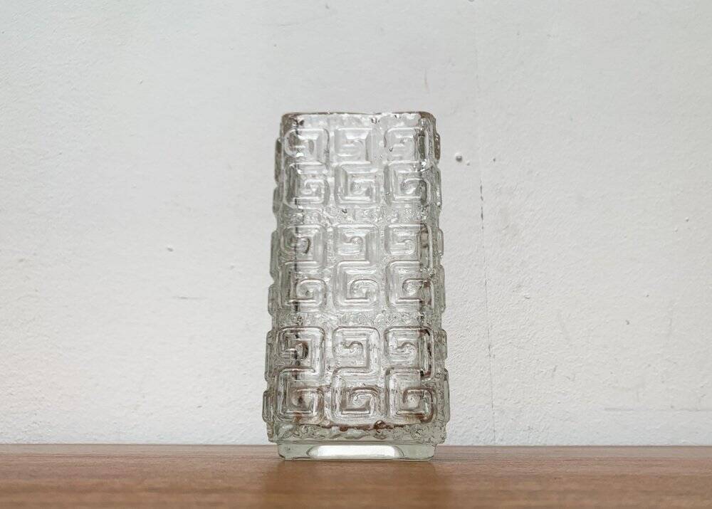 Large Finnish glass block vase from the mid-century by Tamara Aladin for Riihimäki, 1960s.