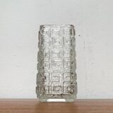 Large Finnish glass block vase from the mid-century by Tamara Aladin for Riihimäki, 1960s.