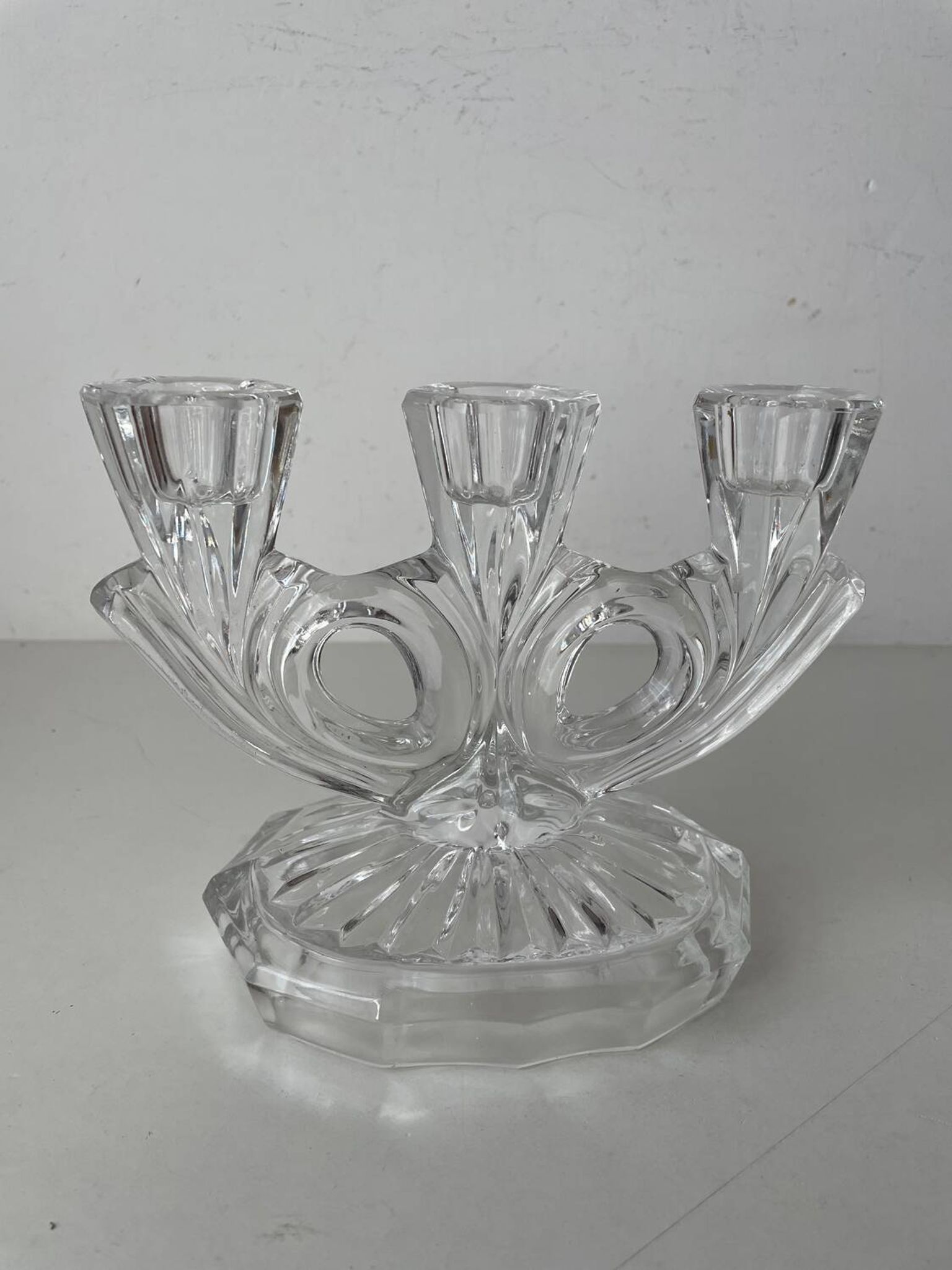 Bougeoir en verre annees 50