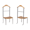 Pair of blond beech night valet chairs, 1980s