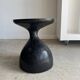 Solid wood (monoxyl) side table, organic shape, black color