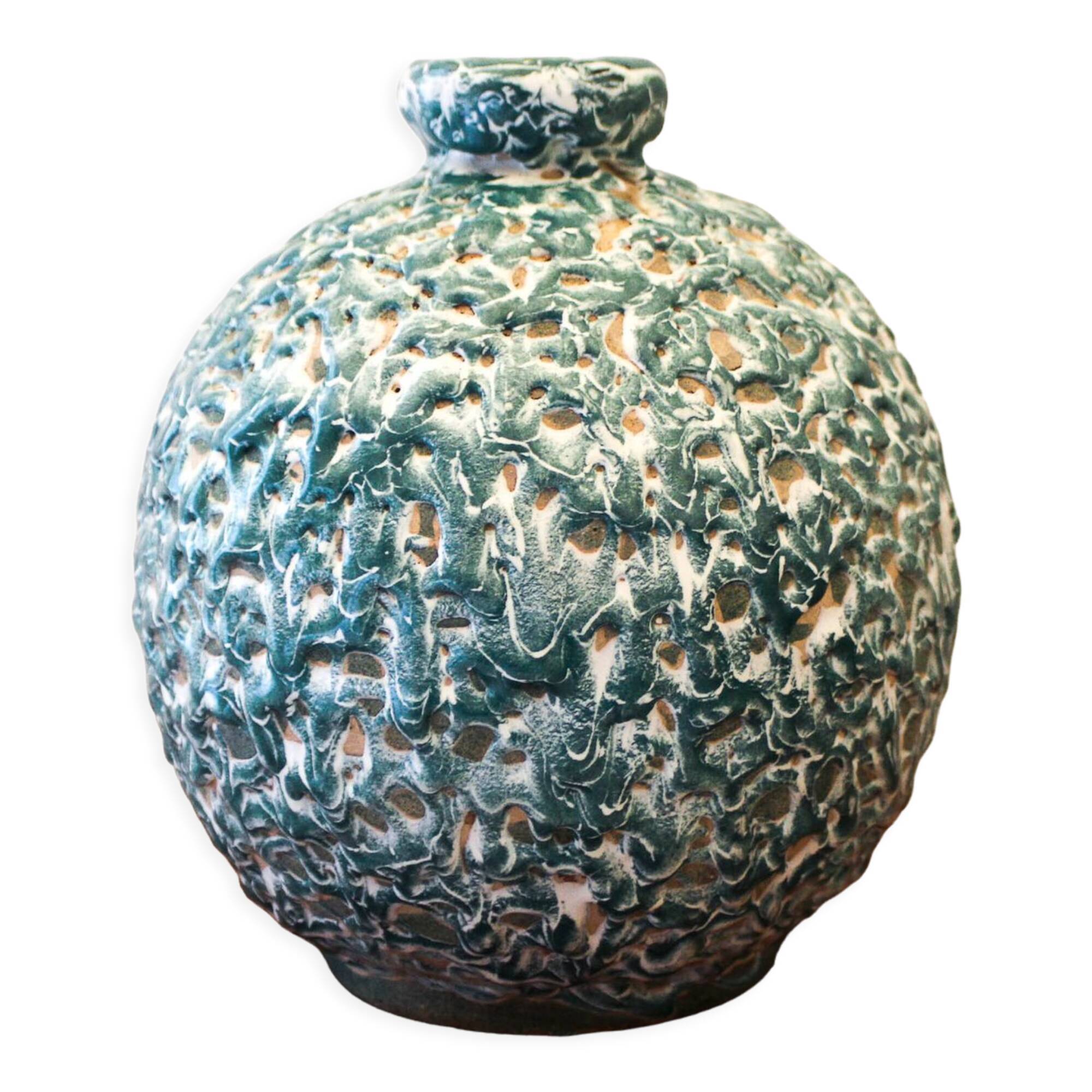 Ball vase in glazed stoneware La Charentaise