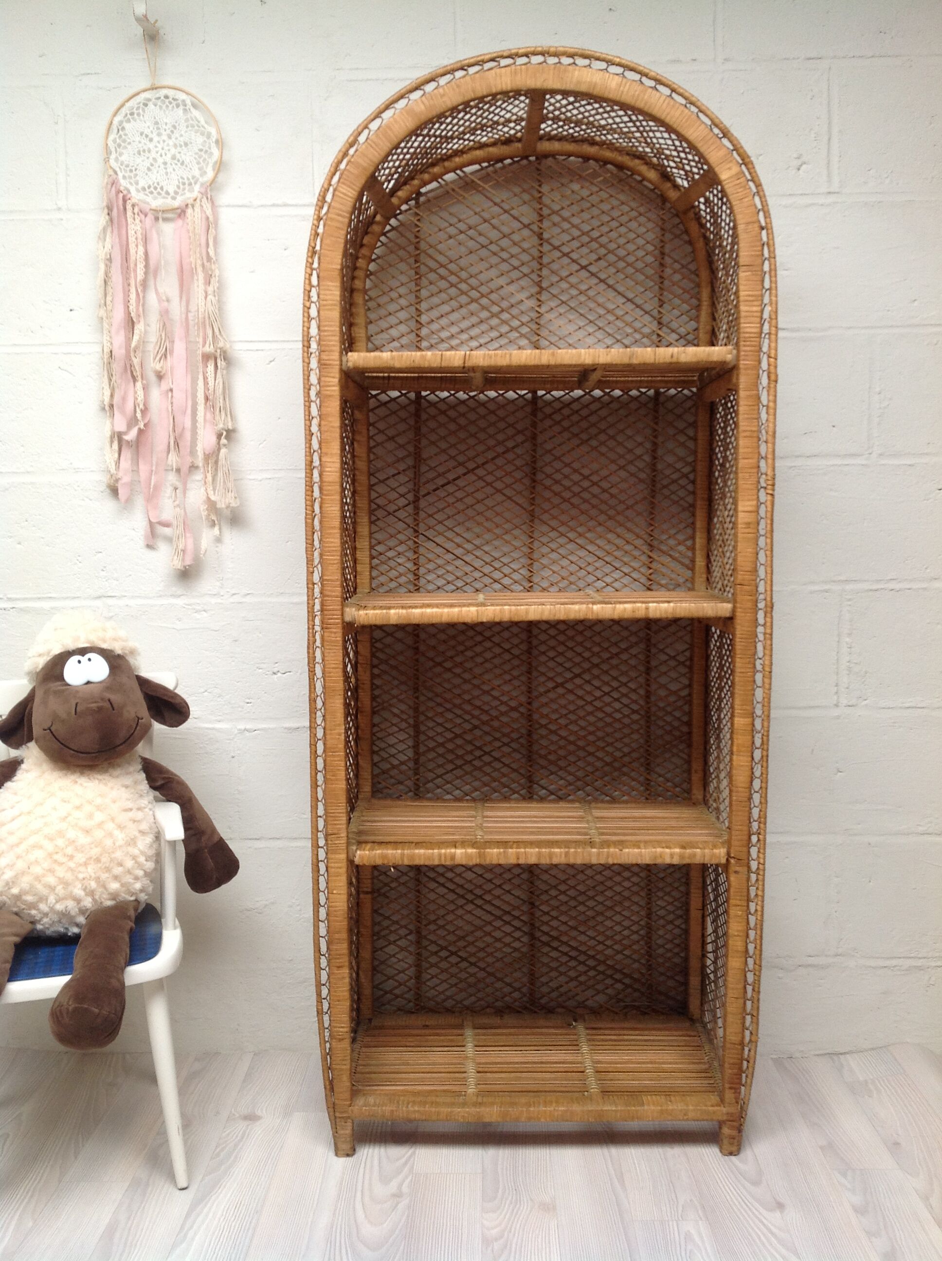 Vintage rattan shelf 1970s