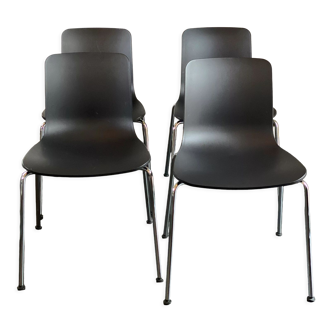 Set of 4 Black HAL Chairs from Vitra