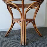 High table in rattan and wicker of the 1970s