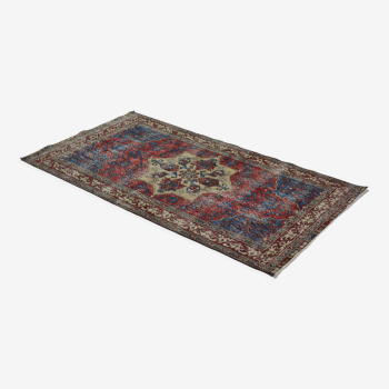 Anatolian handmade vintage rug 222 cm x 117 cm