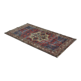 Anatolian handmade vintage rug 222 cm x 117 cm