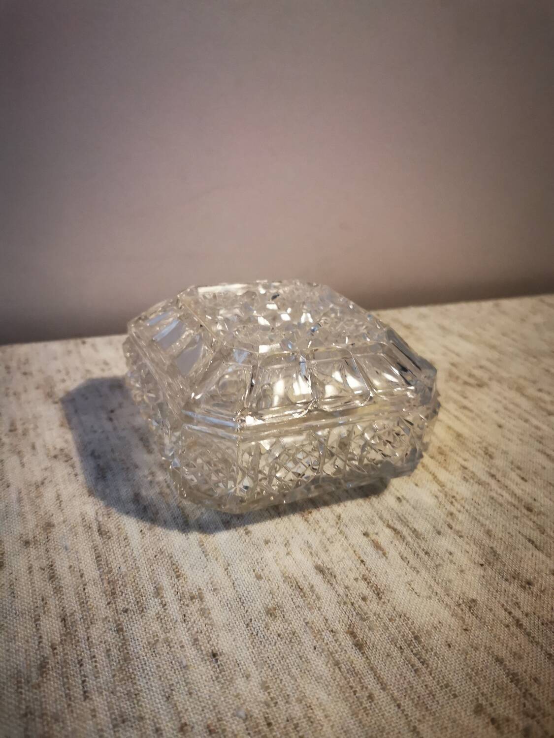 Vintage glass and crystal jewelry box