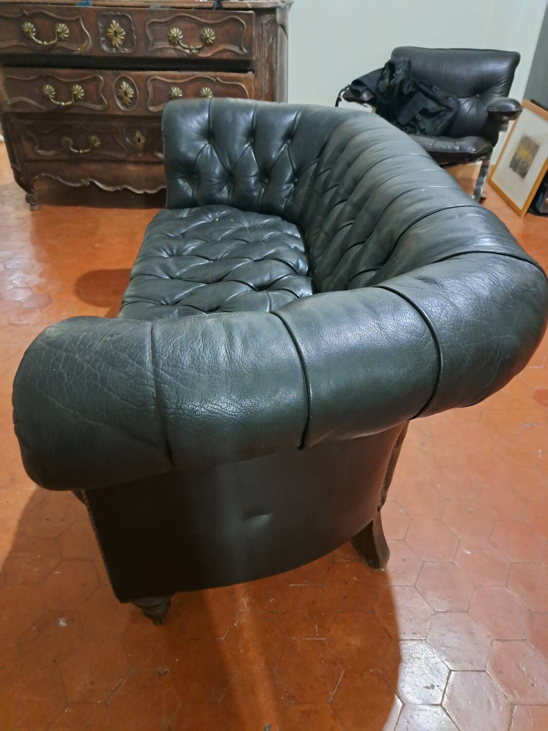 Canapé - chesterfield noir cuir