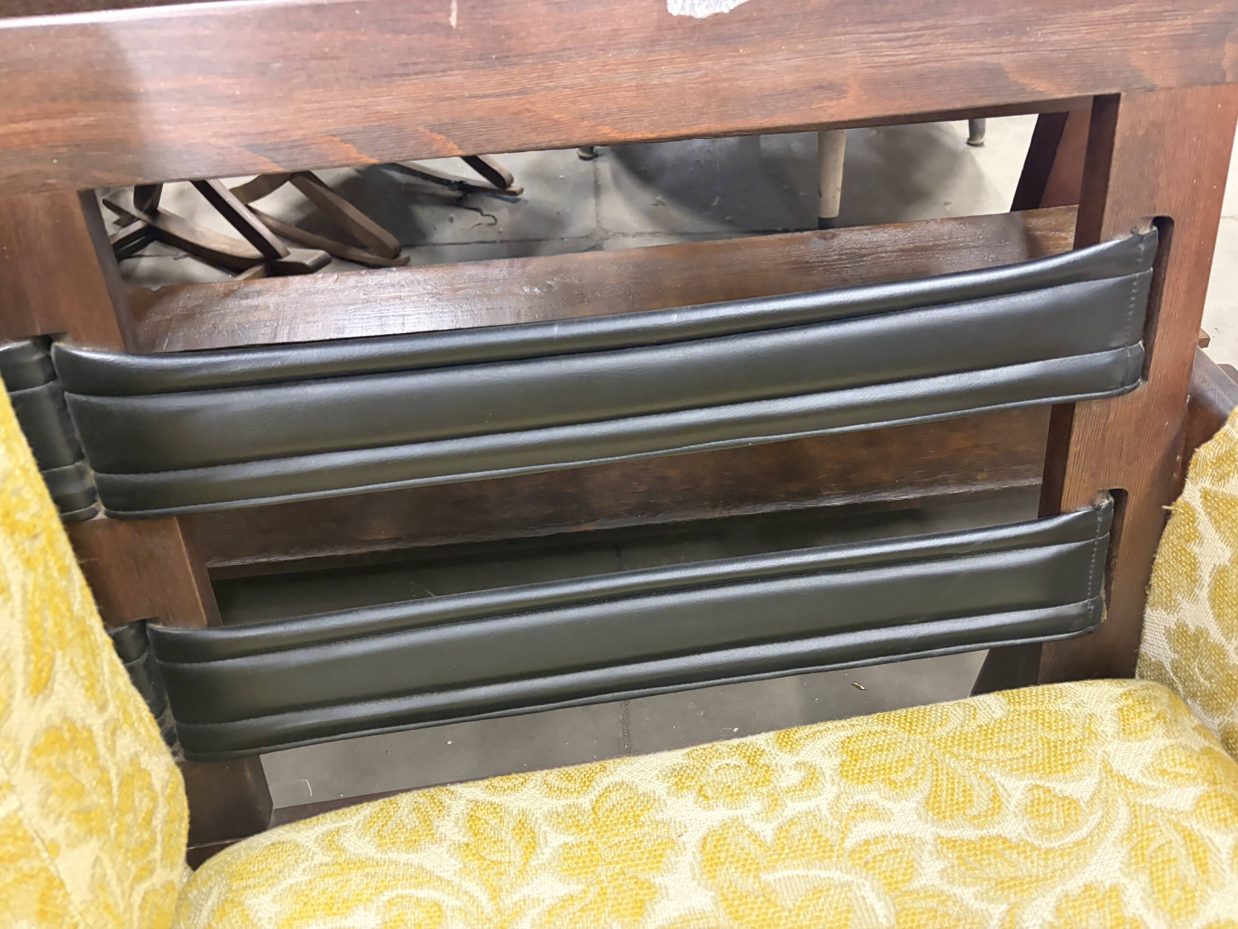 Vintage wooden sofa / armchair with yellow accent