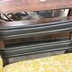 Vintage wooden sofa / armchair with yellow accent