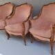 Ensemble de 3 larges bergères de style Louis XV en bois naturel