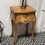 Small side table in burl wood veneer, Louis XV style, 20th century