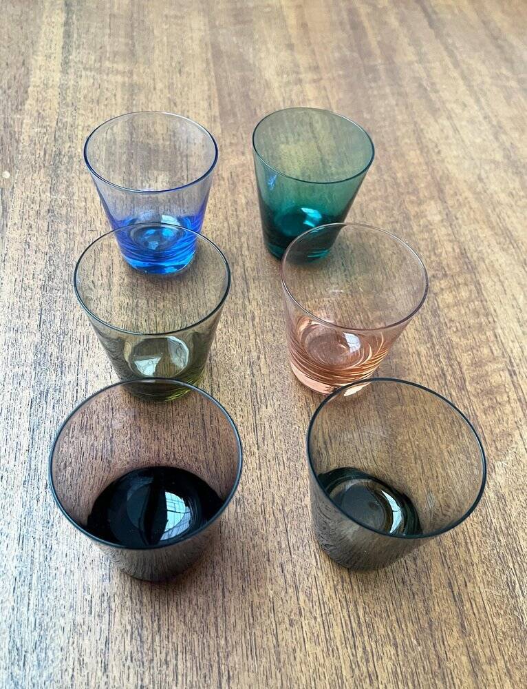 Coloured Shot Glasses German Mid-Century, 1960s, Set of 6