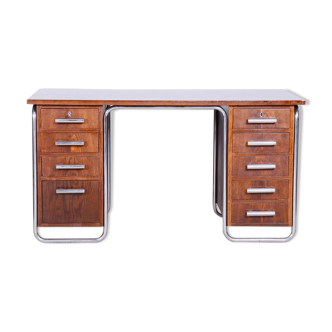 Bauhaus oak writing desk by Vichr a spol Czechia 1930s