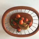 Fruit basket in wood and chrome