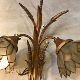 Paire d'appliques en laiton et nacre