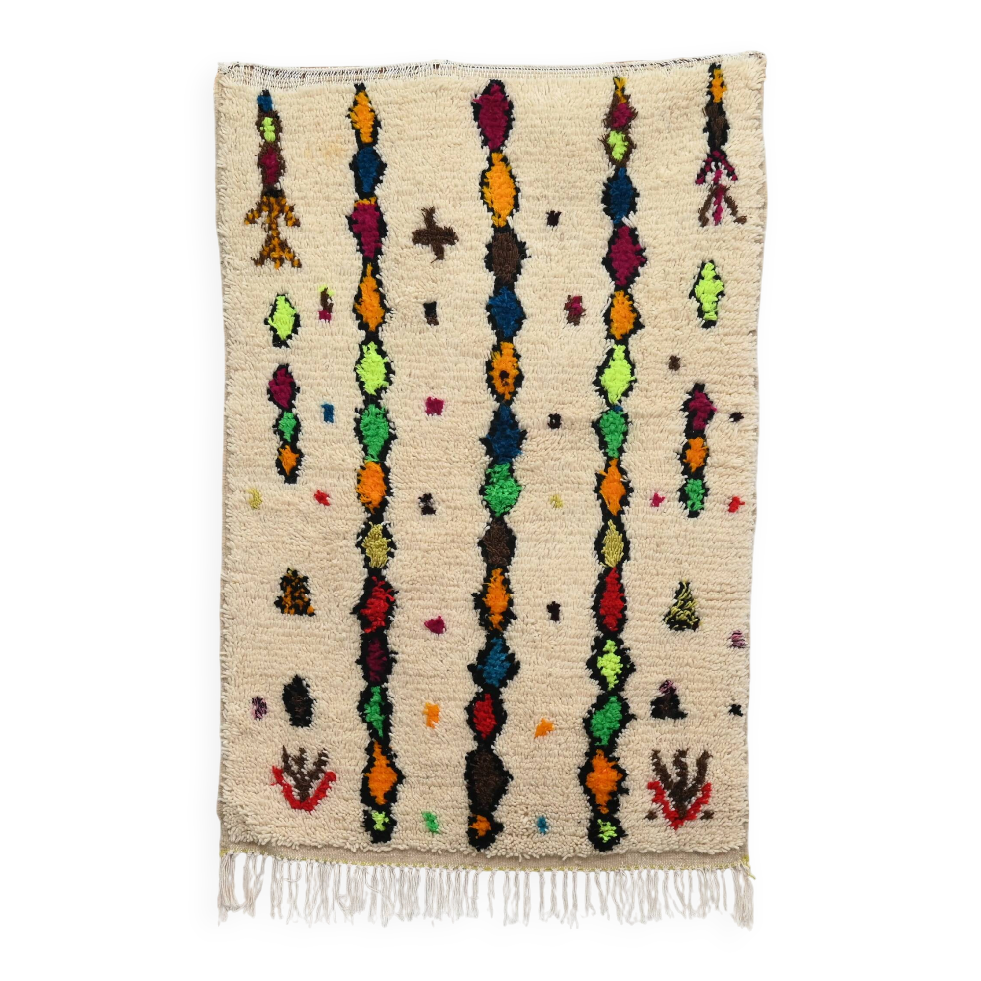Handwoven coloured wool rug, 155 x 105 cm - P465