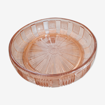 Salad bowl bowl in pink glass Rosaline 30s