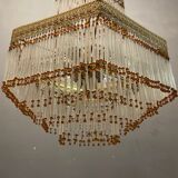 Italian Liberty Style Murano Glass Rod Chandelier, 1960s