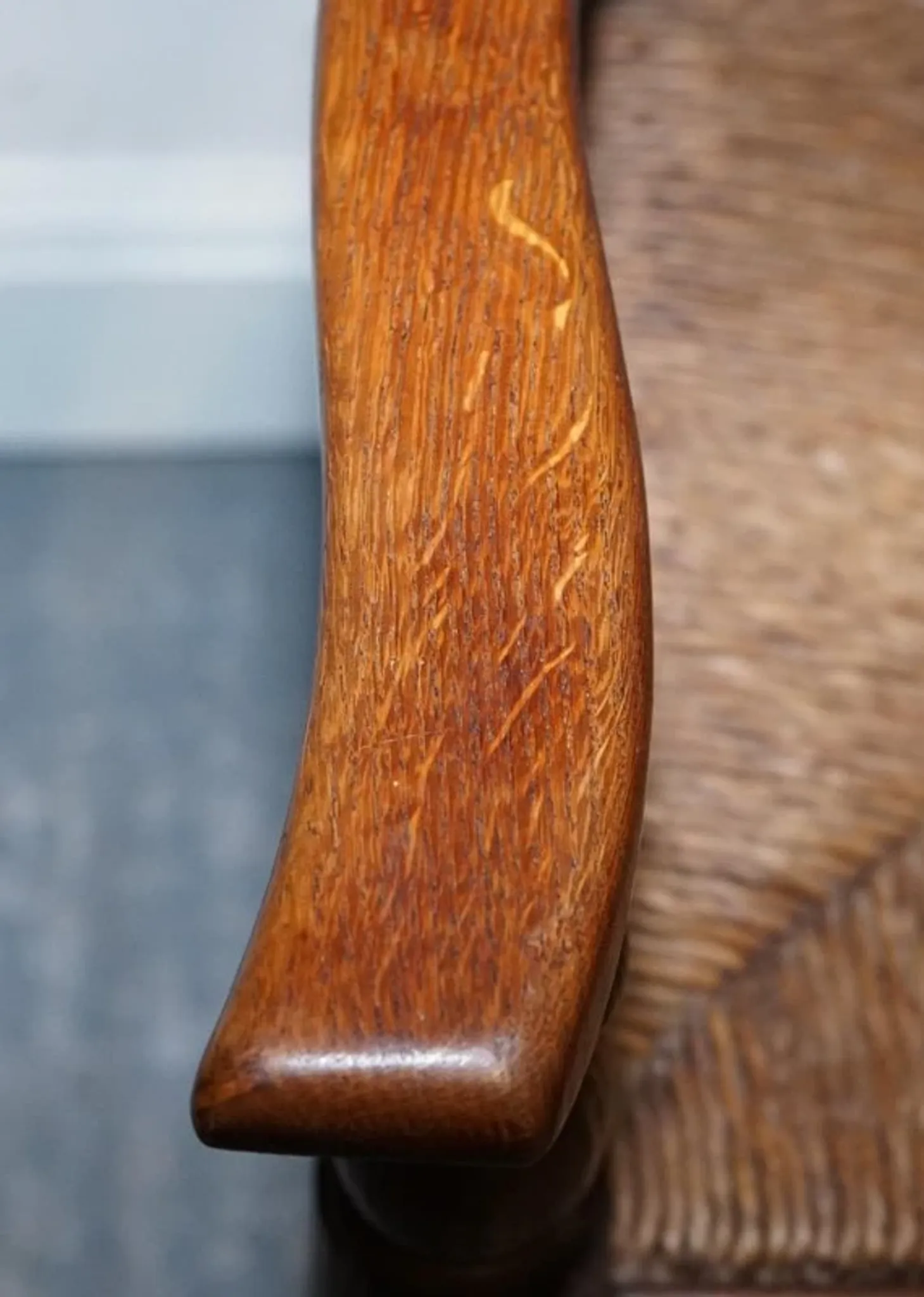 Antique Rush Seat Dining Chairs, England, 1910s, Set of 6