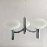 Space age glass and chrome chandelier, Italian design 1970