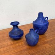 Mid-century German minimalist cobalt blue vases by Hartwig Heyne Pottery, 1960s, set of 3.