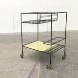 Minimalist perforated metal serving trolley in mid-century style, 1960s.