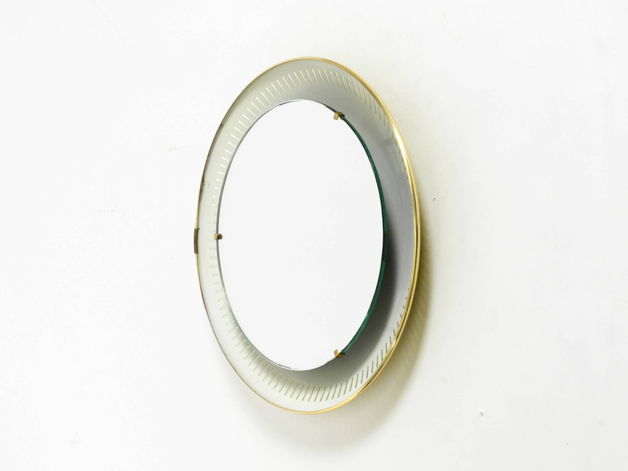 Rare round illuminated mid-century Hillebrand metal mirror from 1966