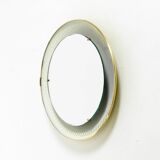 Rare round illuminated mid-century Hillebrand metal mirror from 1966