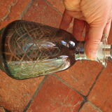 Carafe in worked glass, blue chandelier and its faceted cap
