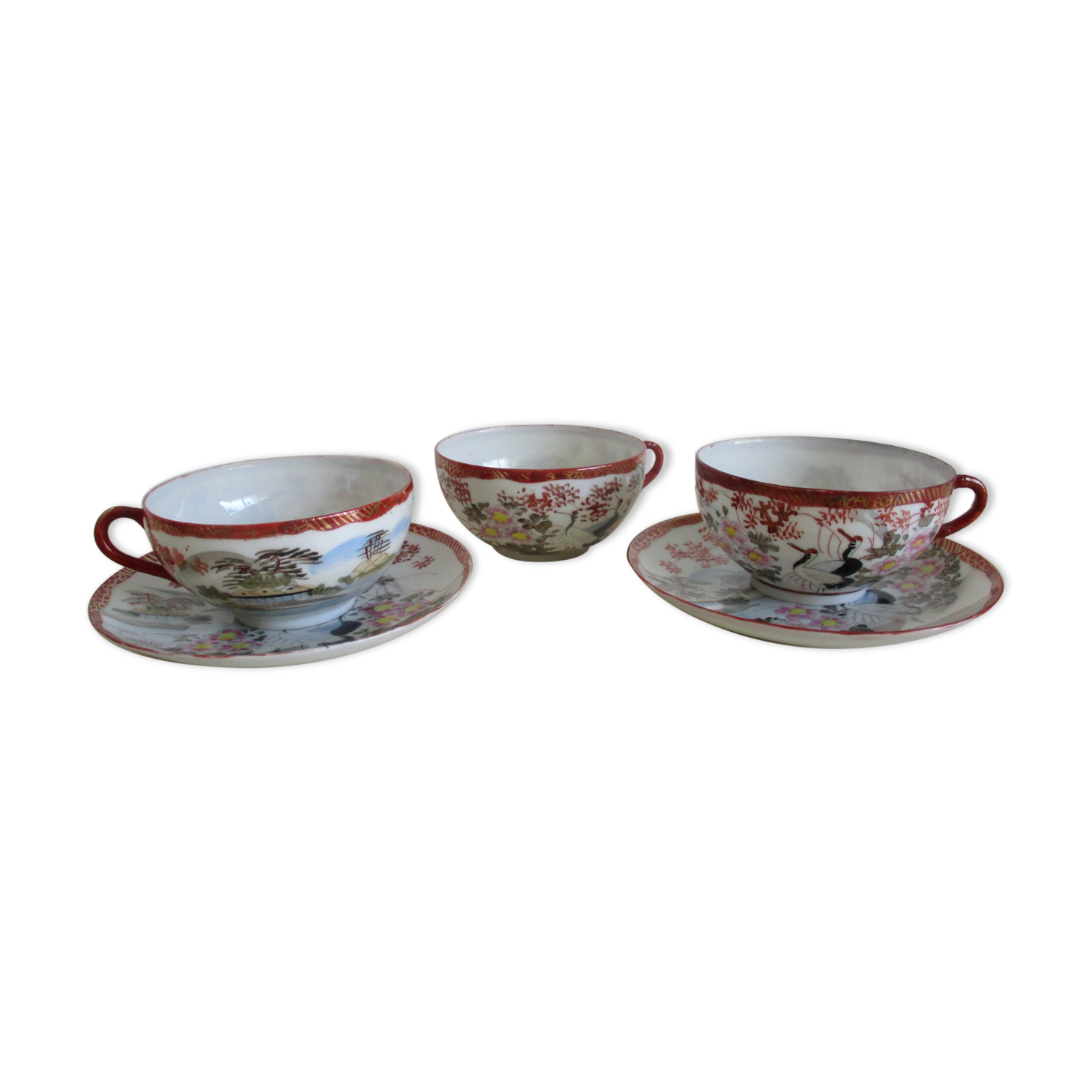 Antique cups and under cups porcelain japan