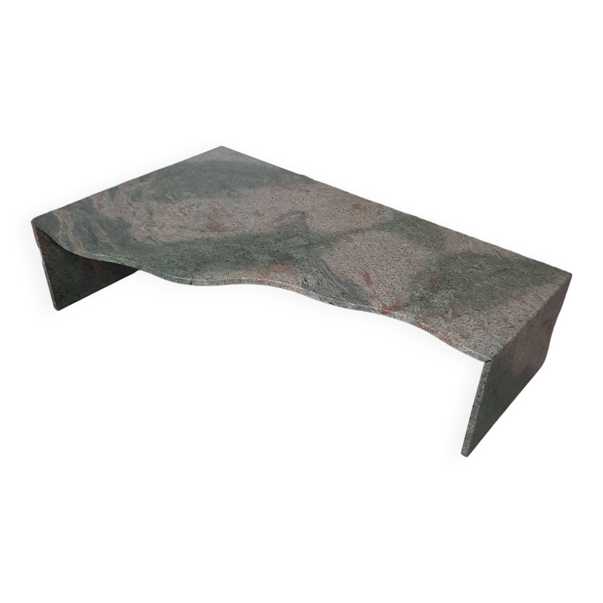 Free form granite coffee table graduated wavy front. Holland '70