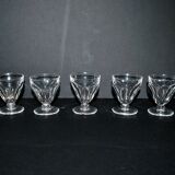Set of 5 talleyrand liqueur glasses in baccarat crystal 6cm flat ribs harcourt