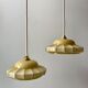 Pair of suspensions in opaline glass cream and silver border art deco 30s
