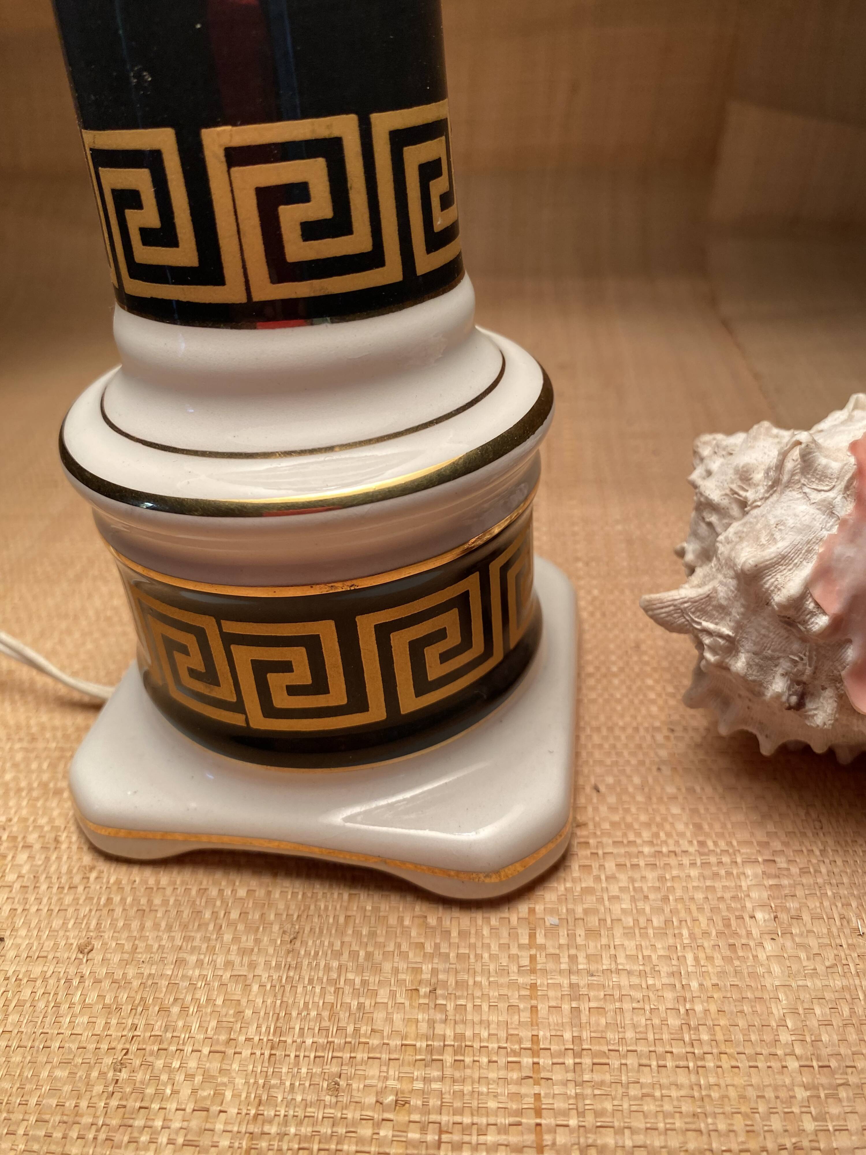 Ceramic lamp, new fabric cable, cotton lampshade.