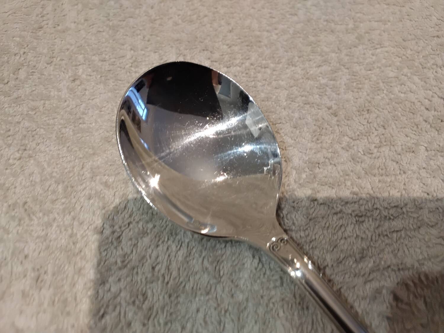 Silver-plated consommé spoon by Christofle Malmaison silversmiths, 16.1cm