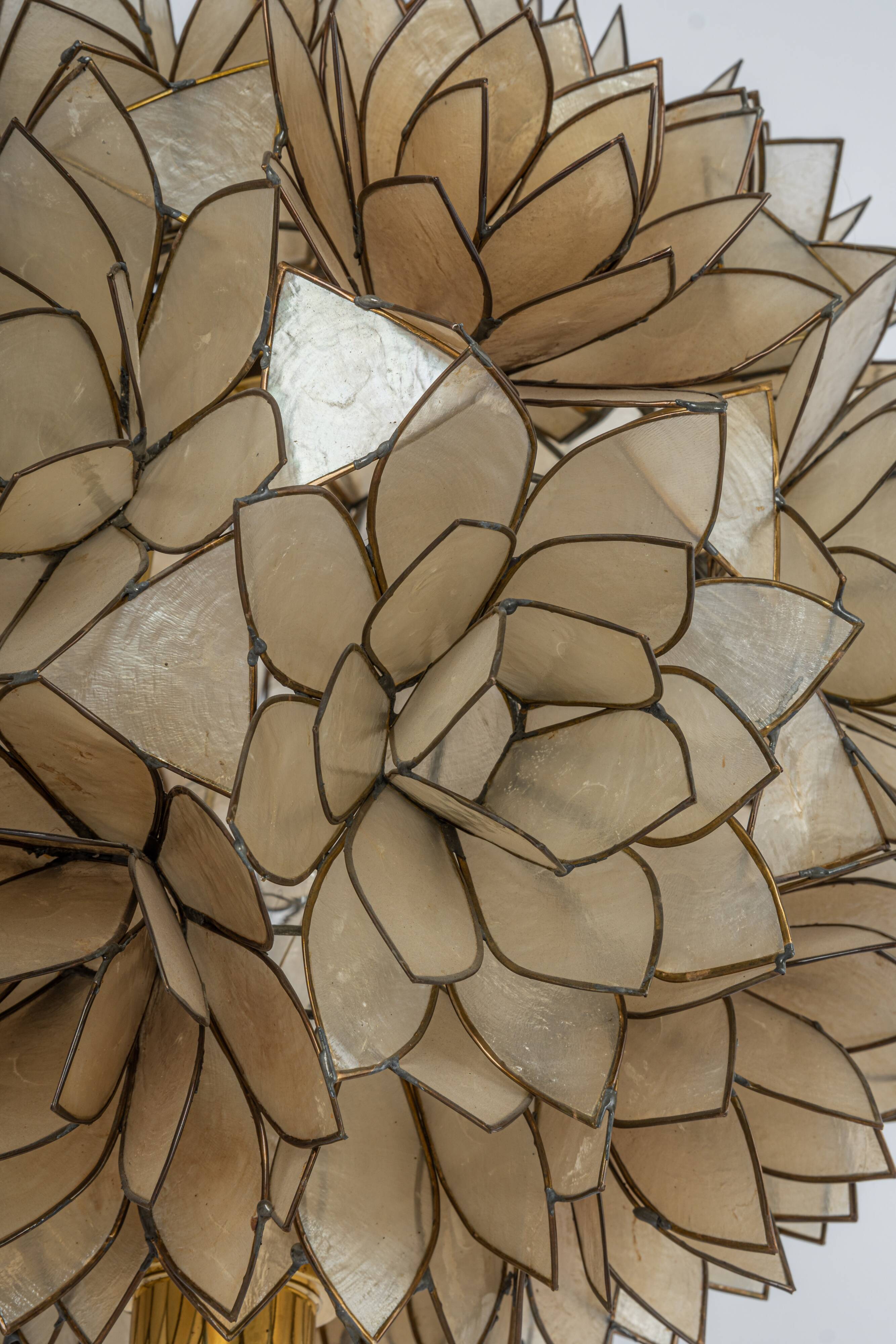 Capiz Shell Lotus Ball Table Light Germany, 1960s