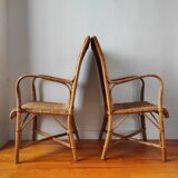 Pair of vintage rattan armchairs