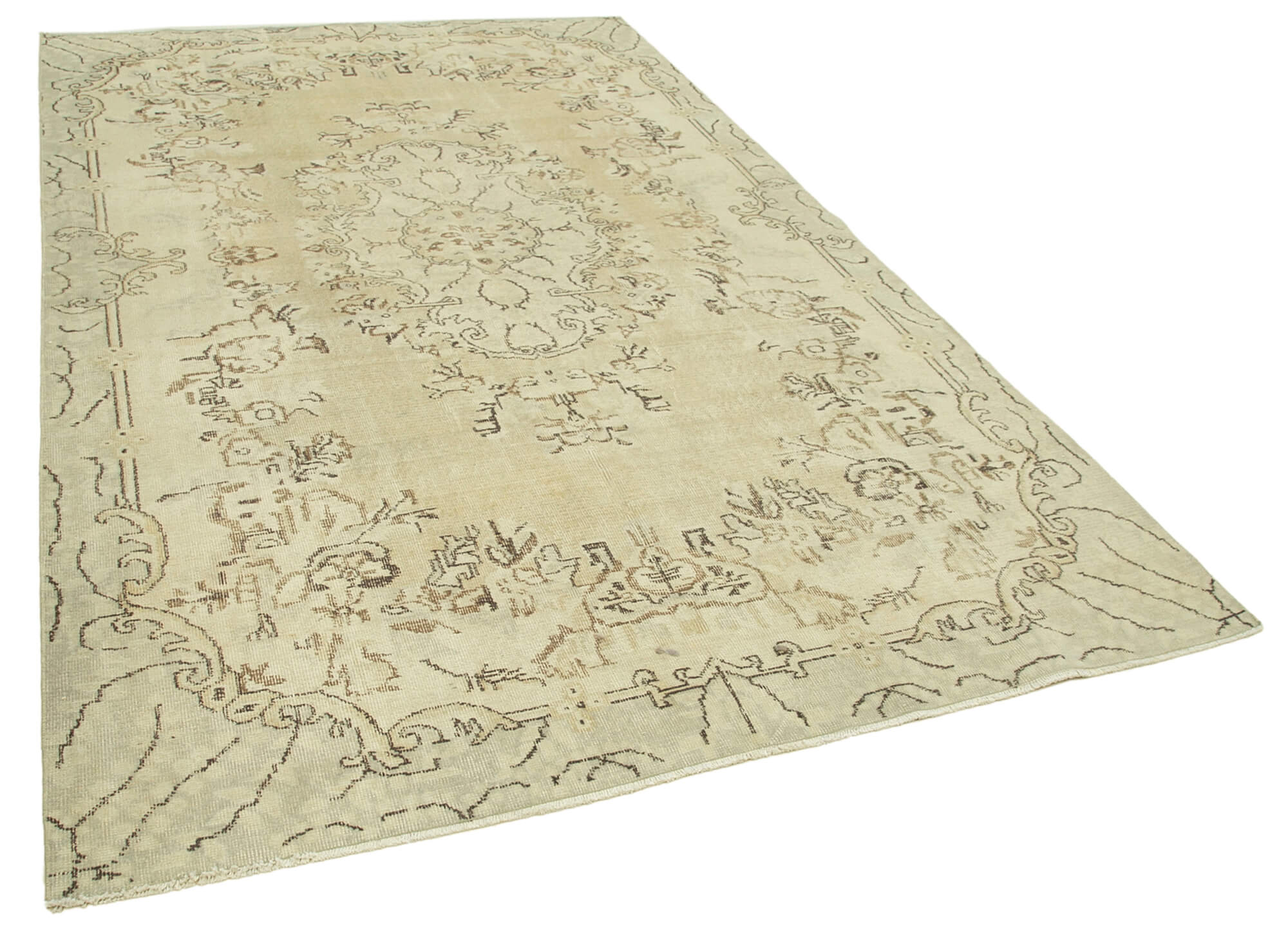 Hand-knotted wool turkish beige rug 183 cm x 295 cm