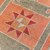 Red & Green Turkish Vintage Runner Rug, 93x342Cm