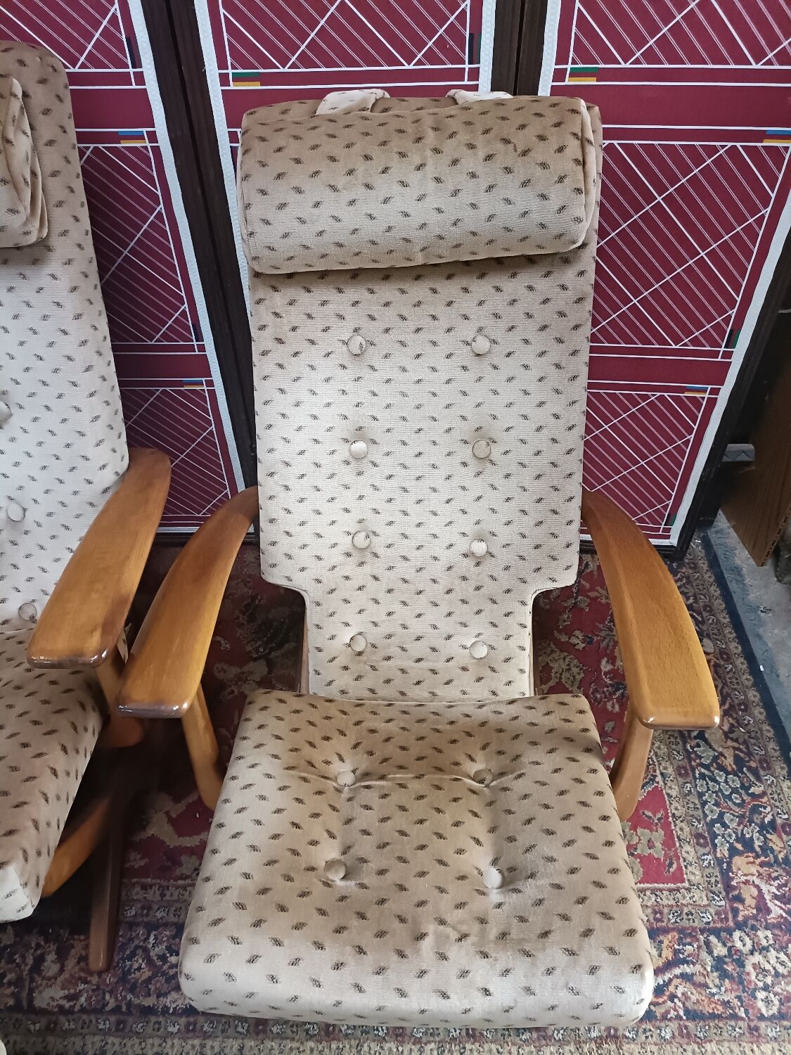 Pair of armchairs with ottomans, Polyconfort from Poly X, France